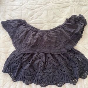 Off the shoulder charcoal grey crop top!
